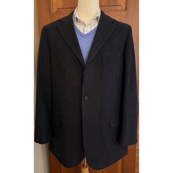 Eddie Bauer Wool Cashmere Blazer Mens 44T Dark Gray 3-Button Sport Coat Jacket - Picture 2 of 15